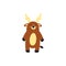 Cute moose illustration. Flat design over white background