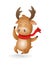 Cute Moose or Reindeer celebrate winter holidays happy expression - vector illustration isolated on transparent background