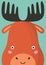 Cute moose snout flat vector illustration. Adorable wildlife forest elk muzzle cartoon colorful background. Close up