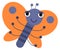 Cute moth character. Funny cartoon butterfly flying