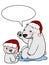 cute mother and baby polar bear christmas hat drawing illustration cartoon and speaking drawing illustration white background