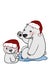 Cute mother and baby polar bear christmas hat drawing illustration cartoon and speaking drawing illustration white background