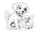 Cute Mother Dog And Puppy Coloring Page Drawing For Kids