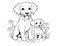 Cute Mother Dog And Puppy Coloring Page Drawing For Kids