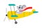 Cute Mouse Animal with Fluttering Scarf Flying on Airplane with Propeller Vector Illustration