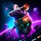 Cute mouse astronaut in space. 3d rendering of the rat generative AI