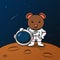 Cute mouse astronaut standing on the moon