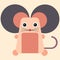Cute mouse with big ears on pastel background vector illustration