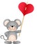 Cute mouse carries heart