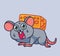 cute mouse carry big cheese. isolated cartoon animal illustration vector