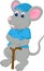 Cute mouse cartoon standing bring stick with smile