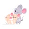 Cute Mouse Character with Large Ears and Tail Standing with Baby Vector Illustration