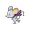 Cute mouse character skating. Friendly rat vector illustration on white background. 2020 New Year sticker