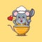 Cute mouse chef with a bowl of soup