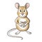 Cute mouse with gift box. Hand drawn rat, cartoon style character. 2020 happy Chinese new year holiday symbol. Smiling