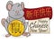 Cute Mouse with Gold Coin Celebrating Chinese New Year, Vector Illustration