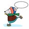 Cute mouse ice skating cartoon illustration pattern white background