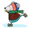 Cute mouse ice skating cartoon illustration pattern white background