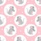 Cute mouse pattern. Vector pink seamless dotted background for kids