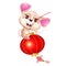 Cute mouse riding lantern kawaii cartoon vector character
