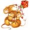 cute mouse with rose. watercolor illustration