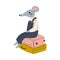 Cute Mouse Tourist Sitting on Suitcase, Funny Humanized Animal Cartoon Character with Luggage Going on Vacation Vector