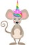 Cute mouse with unicorn horn