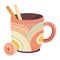 Cute mug with chocolate decoration