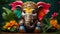 Cute multi-colored elephant in the form of the god Ganesha