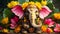Cute multi-colored elephant in the form of the god Ganesha decoration religion traditional