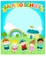 Cute multiracial children joyful at school background .