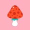 Cute mushroom in psychedelic 70s style. Hippie, psychedelic, groove, retro and vintage style. Vector illustration
