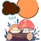 Cute mushrooms log sun rain vector graphics
