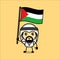 Cute muslim character holding Palestinian flag, vector illustration eps.10