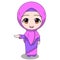 Cute Muslim children - sales. fun daily activities. Vector - Cartoon character of a happy woman. illustration