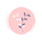 Cute mystical icon vector with leaves, illustration on circle with brush texture, for social media story and instagram highlights