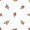 Cute naive scattered mouse doodle seamless vector pattern. Hand drawn pest animal rodent on striped background. wildlife pet rat