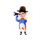 Cute napoleon bonaparte character with old retro spyglass