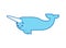 Cute narwhal. Cartoon small Arctic whale with horn