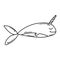 Cute narwhal in doodle style. Whale with a horn. Vector illustration.