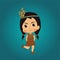 cute native american indian girl vector illustration