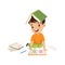 Cute Naughty Boy Ripping Pages of Book and Writing on It, Bad Child Behavior Vector Illustration