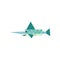Cute neo mint green 8 bit swordfish  illustration. Sealife pixel clipart