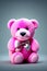 Cute Neon Pink Colour Teddy bear sitting with Light white background