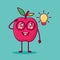 Cute nerd apple character vector illustration in flat style. suitable for icon, symbol,mascot