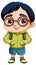 Cute nerdy boy cartoon character