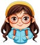 Cute nerdy girl cartoon character