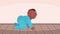 cute new born crawling and playing animation