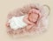 Cute newborn girl sleeping in child basket