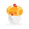 Cute newborn yellow bird character, funny nestling in egg cartoon Illustration